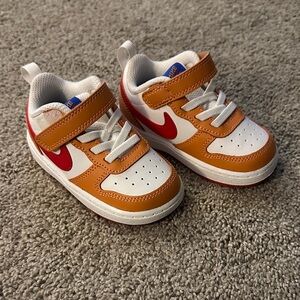 Nike Kids Sneakers in Red, White, and Tan